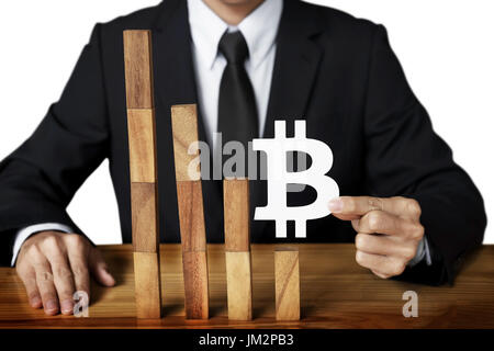Bitcoin design concept of down growth trend degressive fall graph currency value Stock Photo