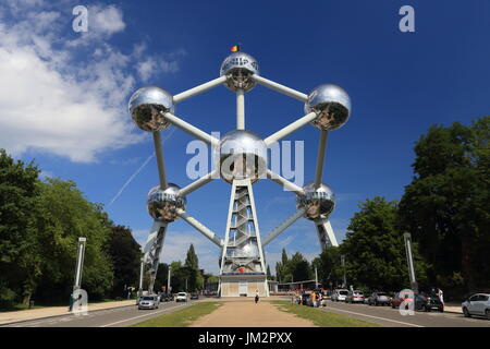 Brussels, Belgium - July 17, 2017: Atomium monument in Brussels on a sunny summer day. Stock Photo