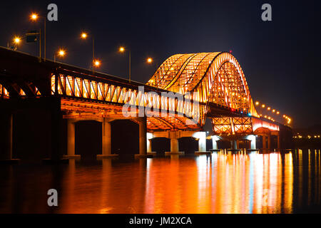 Banghwa bridge at night in Seoul,Korea Stock Photo