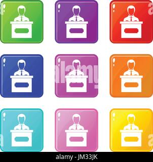 Businessman giving presentation set 9 Stock Vector