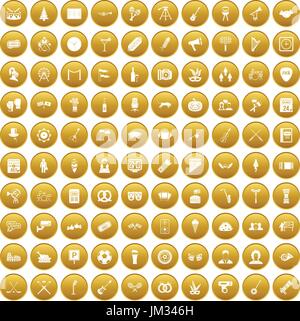 100 meeting icons set gold Stock Vector