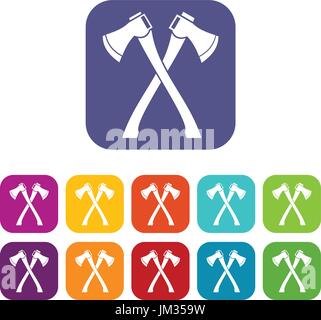 Two crossed axes icons set Stock Vector