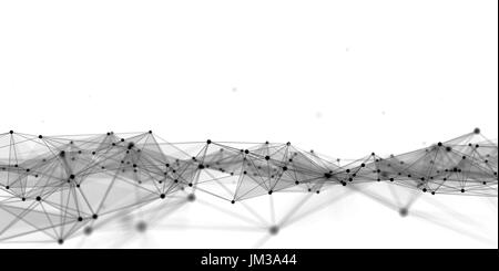 white dots connected on blue background Stock Photo