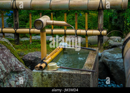KYOTO, JAPAN - JULY 05, 2017: Gorgeous small pond at Tenryu-ji Temple, in Kyoto Stock Photo