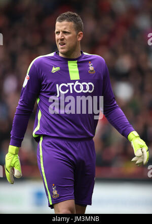 Bradford City goalkeeper Colin Doyle during the Sky Bet League One match at Bramall Lane, Sheffield. PRESS ASSOCIATION Photo. Picture date: Monday April 17, 2017. See PA story SOCCER Sheff Utd. Photo credit should read: Nick Potts/PA Wire. RESTRICTIONS: No use with unauthorised audio, video, data, fixture lists, club/league logos or 'live' services. Online in-match use limited to 75 images, no video emulation. No use in betting, games or single club/league/player publications. Stock Photo