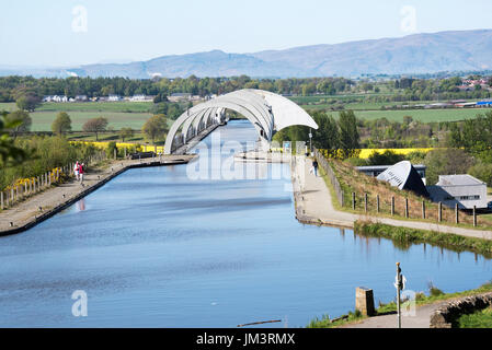 The Falkirk Wheel boat lift linking  the Union Canal and Forth & Clyde Canal, Falkirk, Scotland Stock Photo