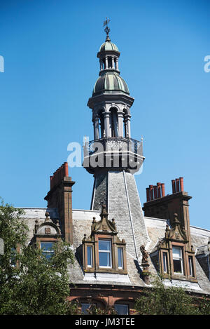 Rooftop detail of Charing Cross Mansions in the centre of Glasgow. Stock Photo