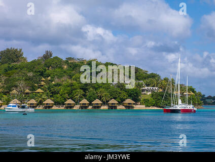 Bungalows of iIiriki island resort hotel, Efate Island, Port Vila, Vanuatu Stock Photo