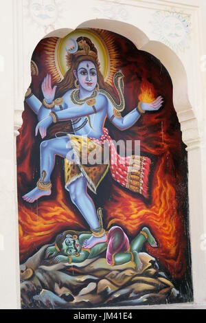 Mural of the Hindu Goddess Kali, painted on a Hindu Temple in Pushkar, Rajasthan, India. Stock Photo