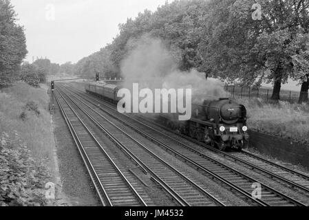 original british rail steam locomotive number 35028 clan line at wareham england uk 1960s