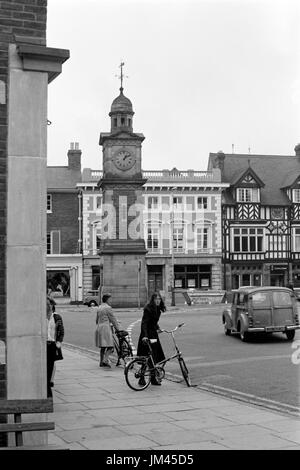 the clock tower in market place rugby england uk in the 1970s Stock Photo