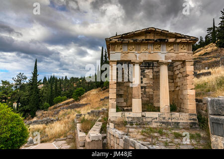 Athenian Treasury, Delphi, Central Greece, Greece Stock Photo