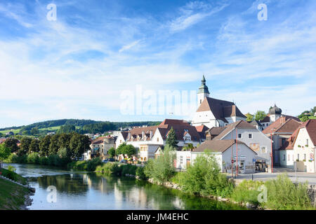 river Erlauf, Old Town, church, Scheibbs, Mostviertel, Niederösterreich, Lower Austria, Austria Stock Photo