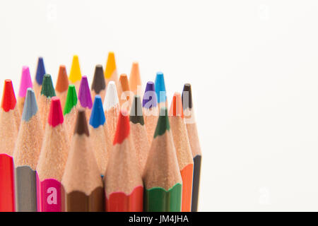 Macro shot of the tips of colored pencils Stock Photo