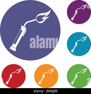 Welding torch icons set Stock Vector