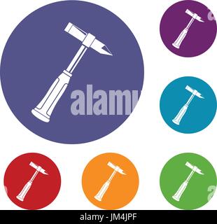 Hammer slag of welder icons set Stock Vector