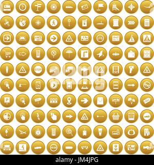 100 pointers icons set gold Stock Vector