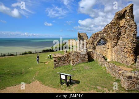 HASTINGS, UK - JULY 23, 2017: The ruins of Hastings Castle in East Sussex Stock Photo