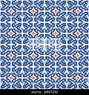 Traditional arabic ceramic mosaic tile seamless pattern based on oriental Moorish geometric shape patterns. EPS10 vector. Stock Vector