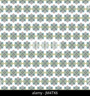 Classic arab ceramic mosaic tile seamless pattern with abstract shape decoration. Geometric tiled islamic design based on traditional oriental Moorish Stock Vector