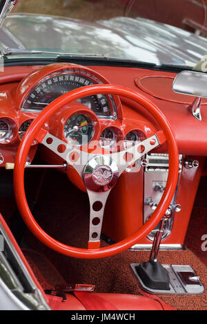 interior of a classic Chevrolet Corvette Stock Photo