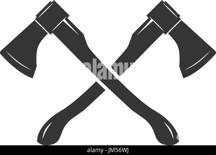 Crossed axes isolated on white background. Vector illustration Stock Vector