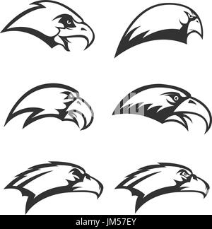 set of eagle heads icons isolated on white background. Design element ...