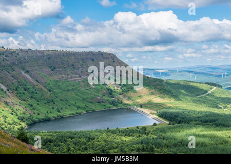 Llyn Fawr Reservoir Below Craig y Llyn Slopes, Dare Valley south Wales Stock Photo