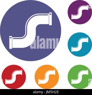 Joint pipe in form S letter icons set Stock Vector