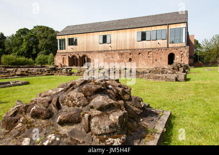 Norton Priory Museum & Gardens. Norton Priory ruins and burial grounds, with the undercroft in the background.