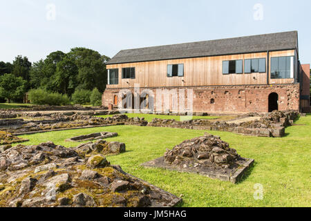 Norton Priory Museum & Gardens. Norton Priory ruins and burial grounds, with the undercroft in the background.