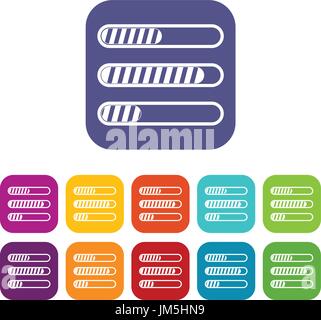 Sign horizontal columns load icons set Stock Vector