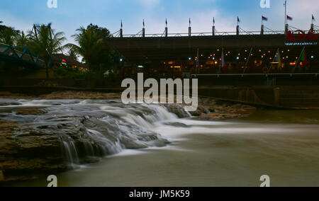 Ah poong Market in Sentul, Bogor, Indonesia with the river flow underneath. Stock Photo