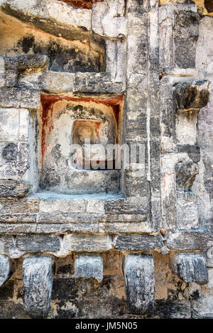 Details of a Mayan temple in Chicanna, Mexico Stock Photo