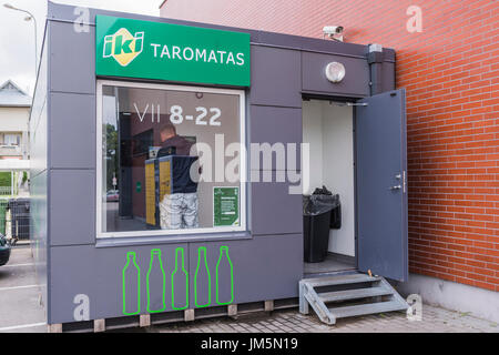 Recycling of plastic and glass bottles, Palanga, Lithuania Stock Photo