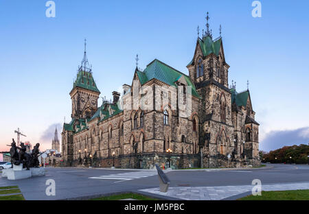 The East Block that is Part of Parliament Hill at dawn in Ottawa, Ontario, Canada. Stock Photo