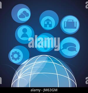 network globe social connections with date information Stock Vector