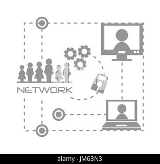 network globe social connections with date information Stock Vector