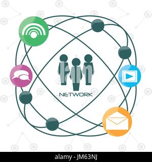 network globe social connections with date information Stock Vector