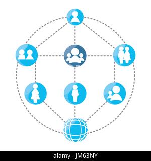 network globe social connections with date information Stock Vector