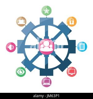network globe social connections with date information Stock Vector
