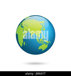 Earth globe. World map set. Planet with continents.Africa Asia, Australia, Europe, North America and South America. Stock Vector