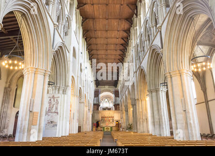 Interior nave of St Albans Cathedral, St.Albans, Hertfordshire, England, United Kingdom Stock Photo