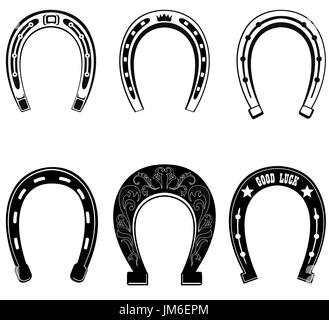 Horse shoe Set. Lucky steel horseshoes vector set isolated on white background. Stock Photo