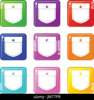 Black jeans pocket icons set Stock Vector Image & Art - Alamy