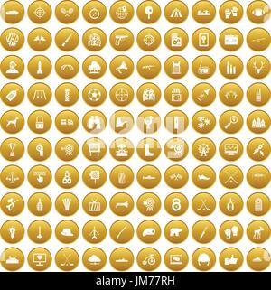 100 target icons set gold Stock Vector