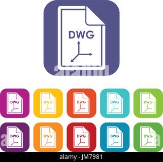 File DWG icons set Stock Vector