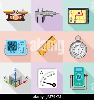 Engineering tools icons set, flat style Stock Vector