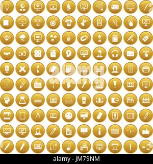 100 webdesign icons set gold Stock Vector
