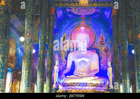Chiang Rai, Thailand - July 12, 2017: Image Of Buddha Inside Sanctuary At Wat Rong Sua Ten Or Blue Temple. Stock Photo